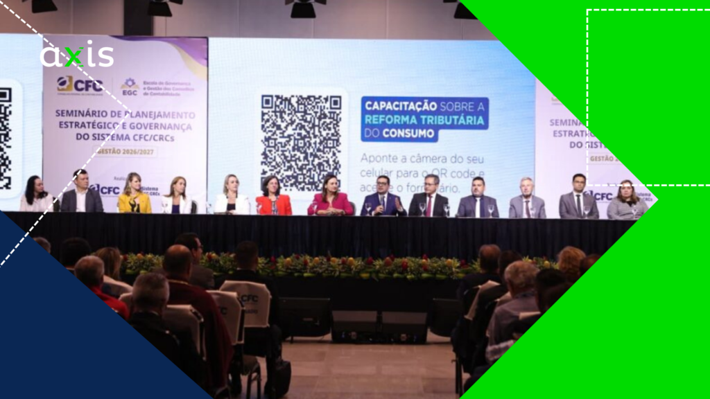 A imagem utilizada pertence à matéria do Conselho Federal de Contabilidade sobre a parceria com a Receita Federal do Brasil e a Fenacon para capacitação de contadores na implementação da Reforma Tributária. https://cfc.org.br/noticias/cfc-fenacon-e-receita-federal-consolidam-parceria-para-capacitar-contadores-na-implementacao-da-reforma-tributaria/